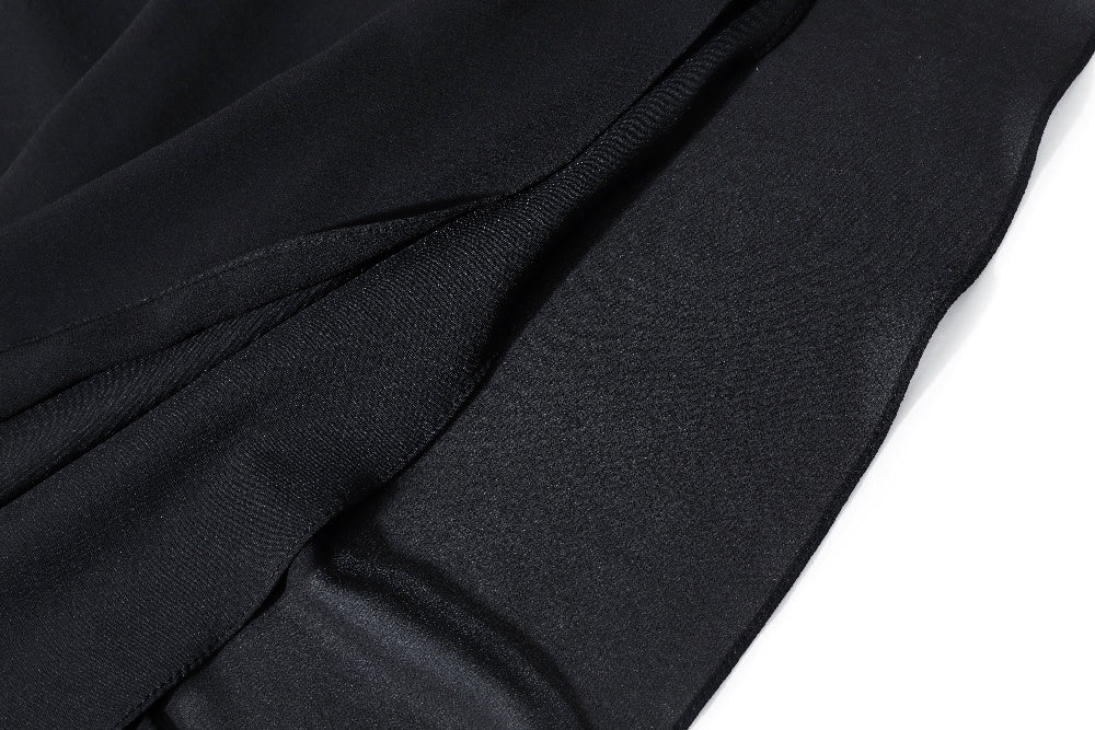 SALAZIA Elegant Draped Black Dresses