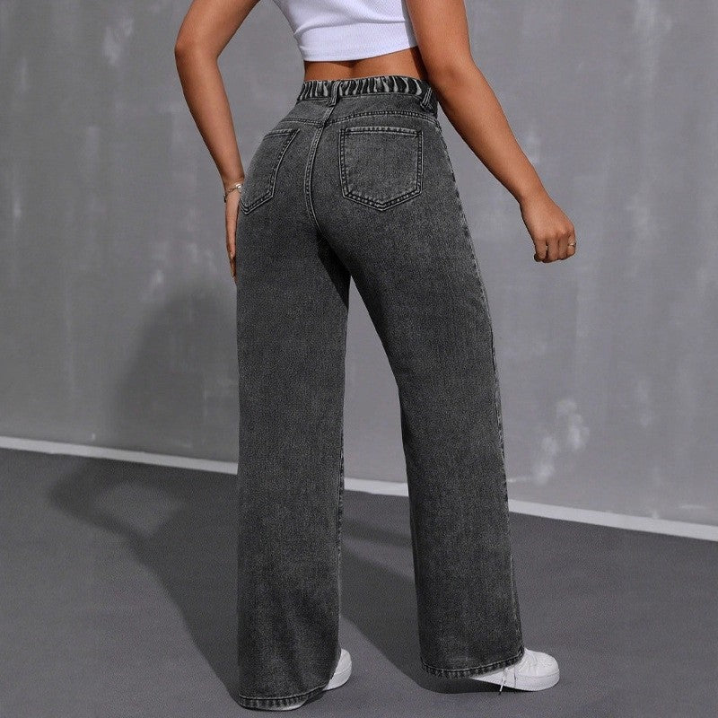 Wide-Leg Slim-Fit High-Rise Jeans