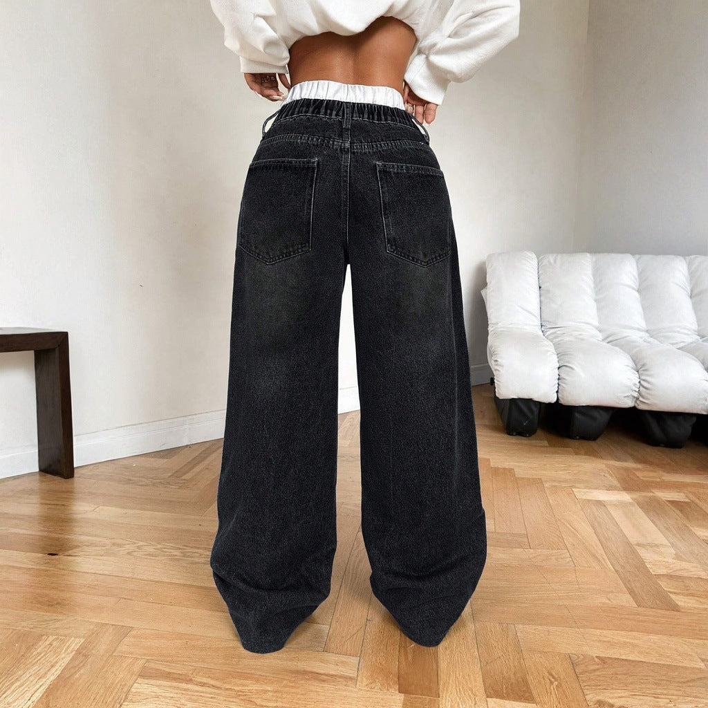Women's Loose-Fit Wide-Leg Denim Pants