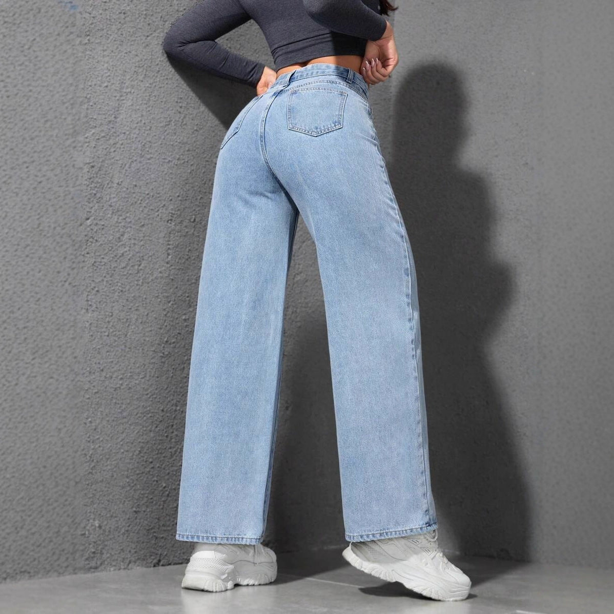 Straight-leg slim-fit wide-leg relaxed jeans