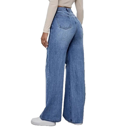 High-Waisted Women's Ripped Jeans