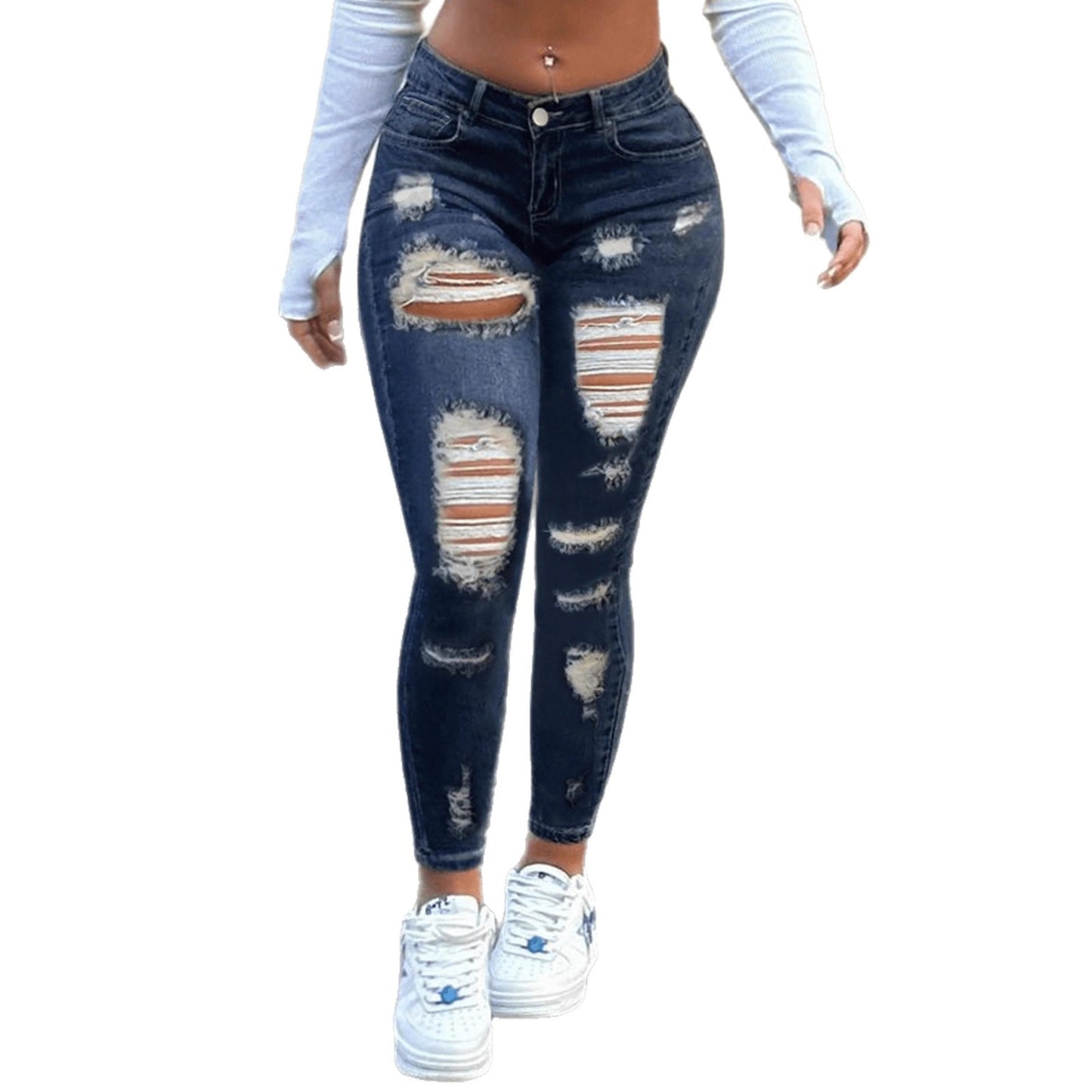 Skinny Fitted Distressed Jeans with High Stretch
