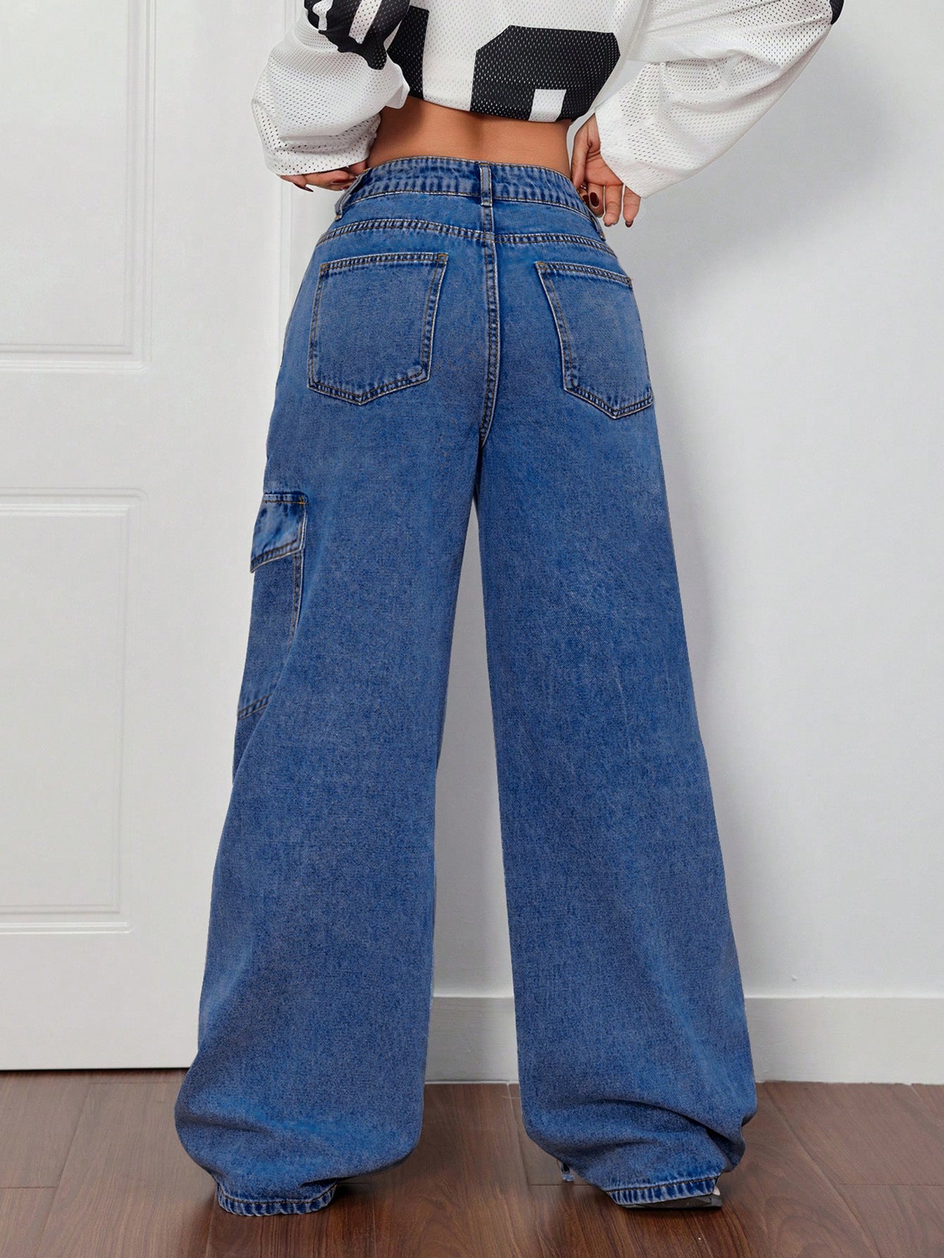 Workwear-Style Women's Casual Wide-Leg Jeans