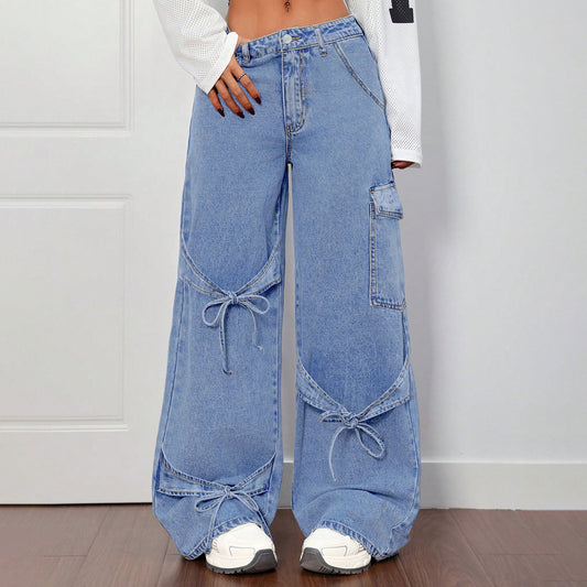 Workwear-Style Women's Casual Wide-Leg Jeans