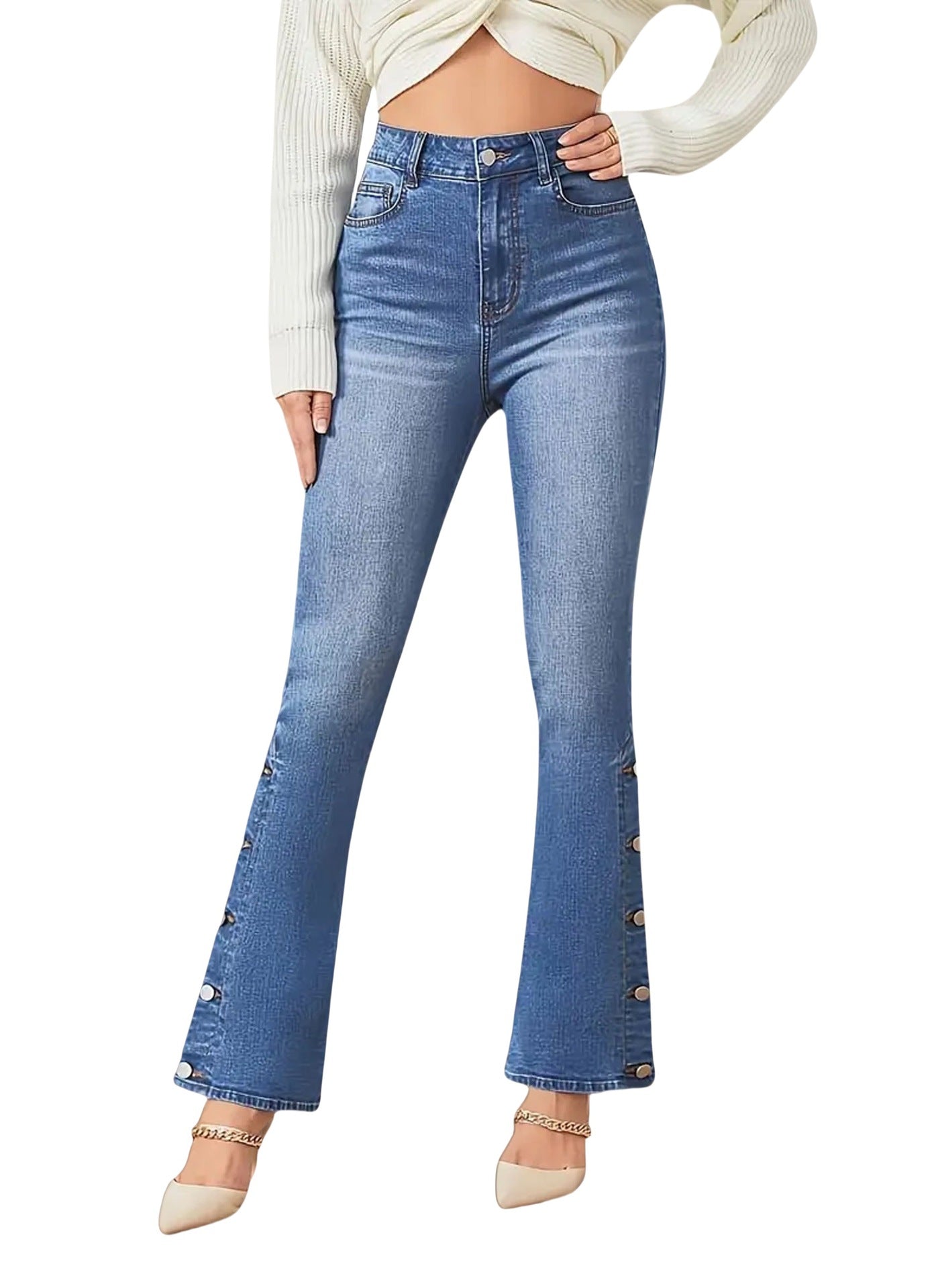 Flared Jeans With Extra Cuffed Jeans