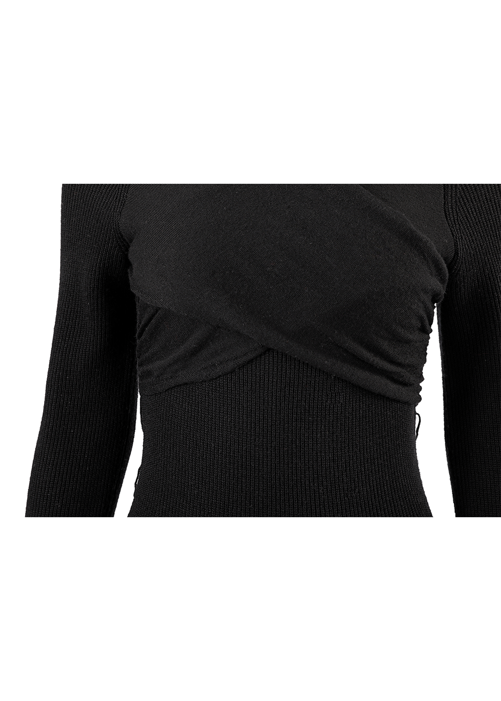 SALAZIA Black Wool Knit Long-Sleeve Dresses
