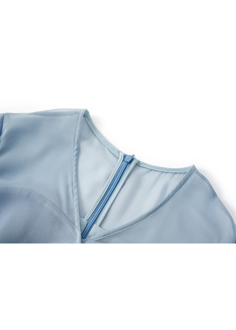 SALAZIA Misty Blue Silk-Trim Dresses
