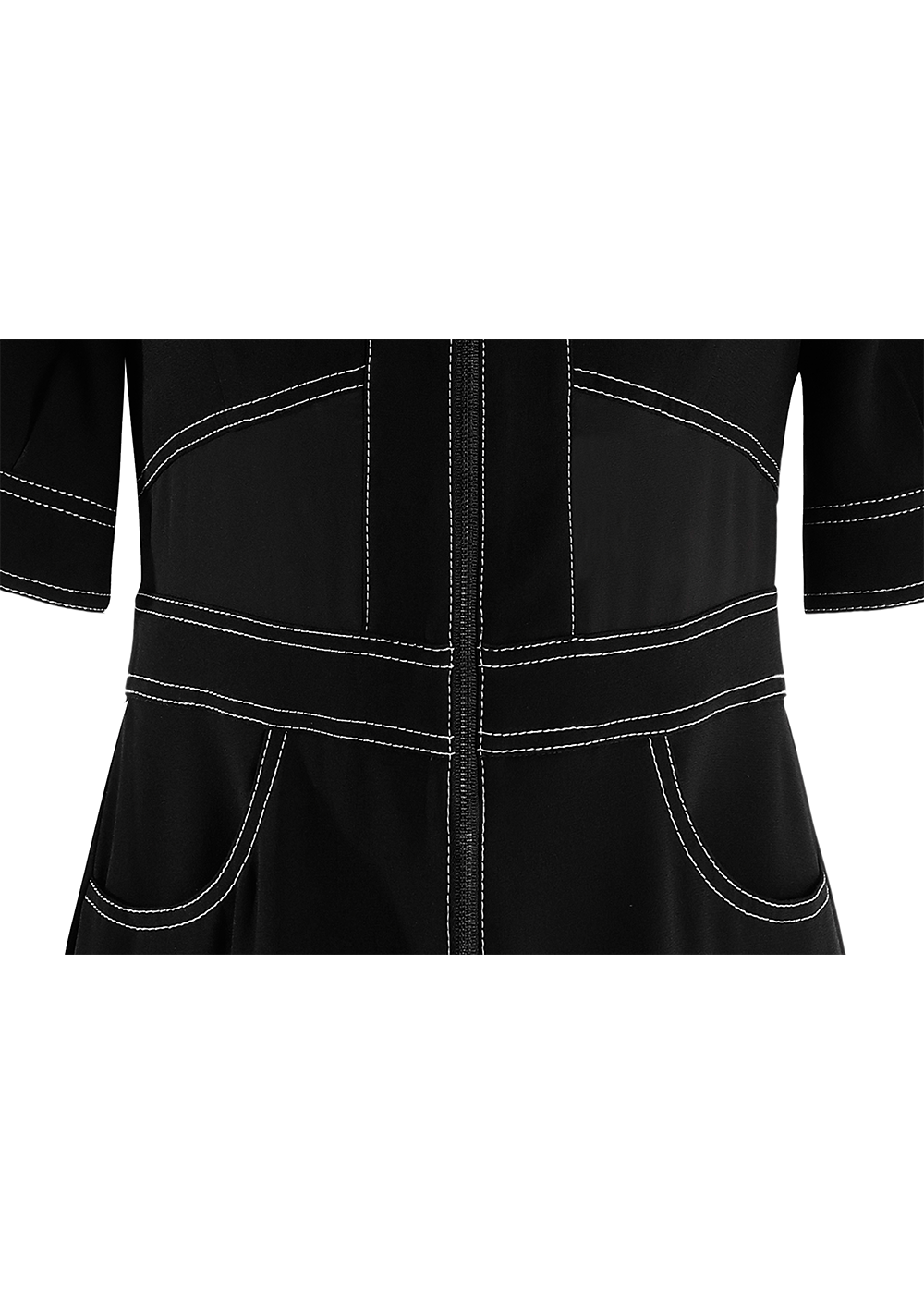 SALAZIA Black Triacetate Blend Short-Sleeve Dresses
