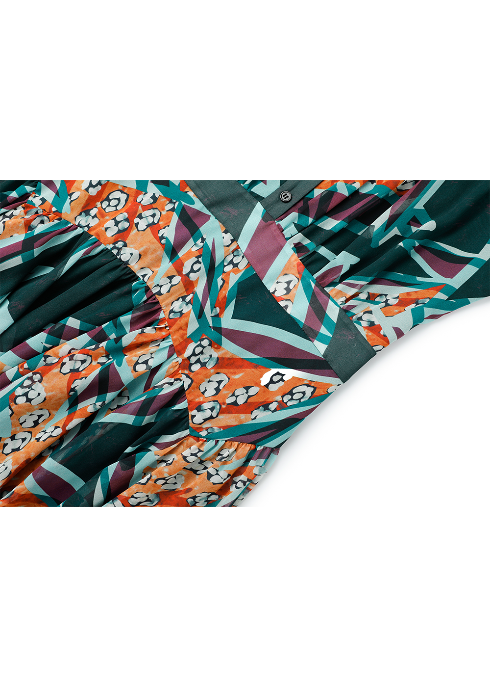SALAZIA Green-Orange Autumn Tree Shadow Dresses