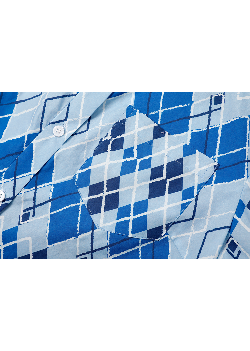 SALAZIA Blue-White Diamond Plaid Shirts