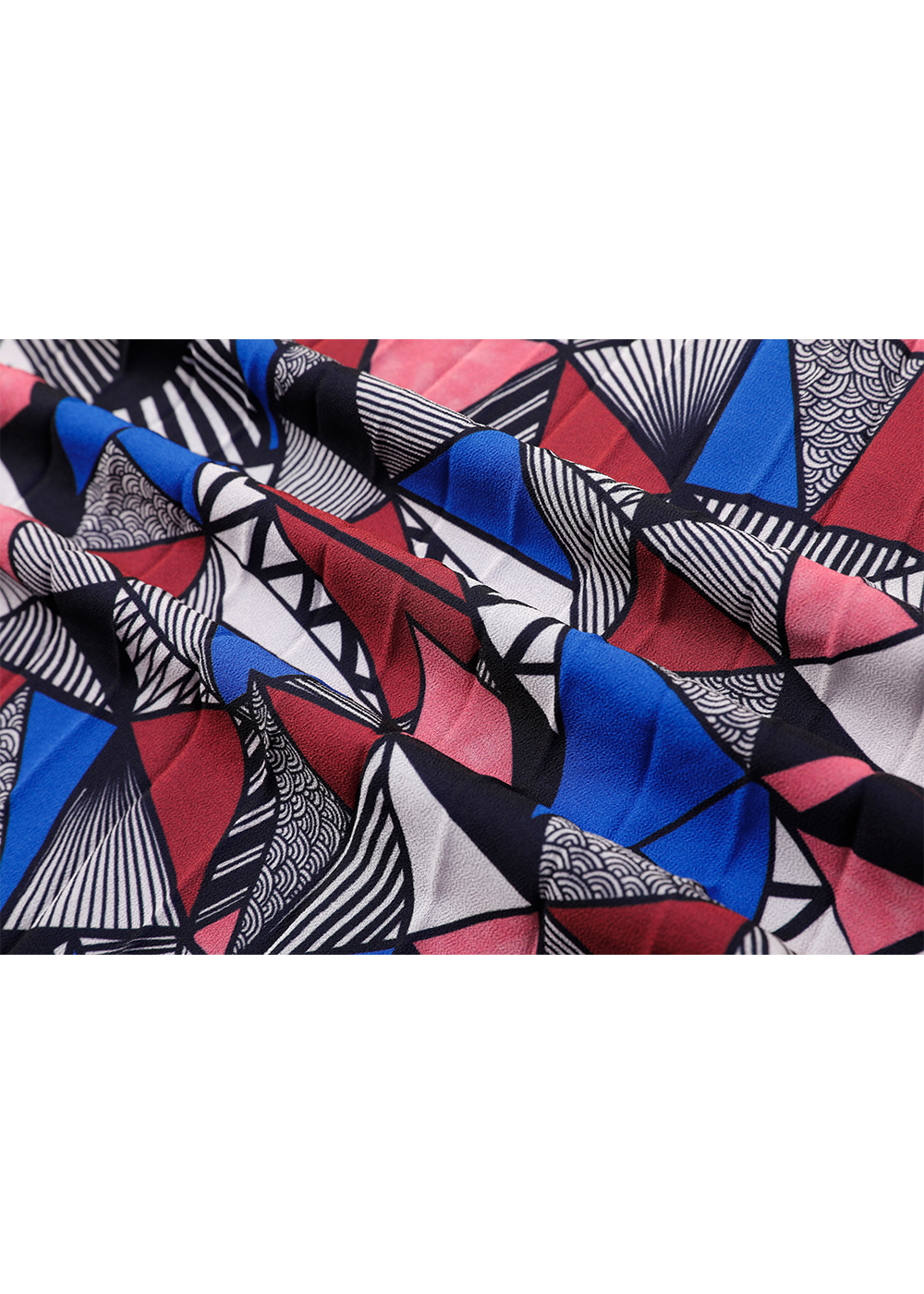 SALAZIA Blue-Red Triangle Lines Maxi Dresses