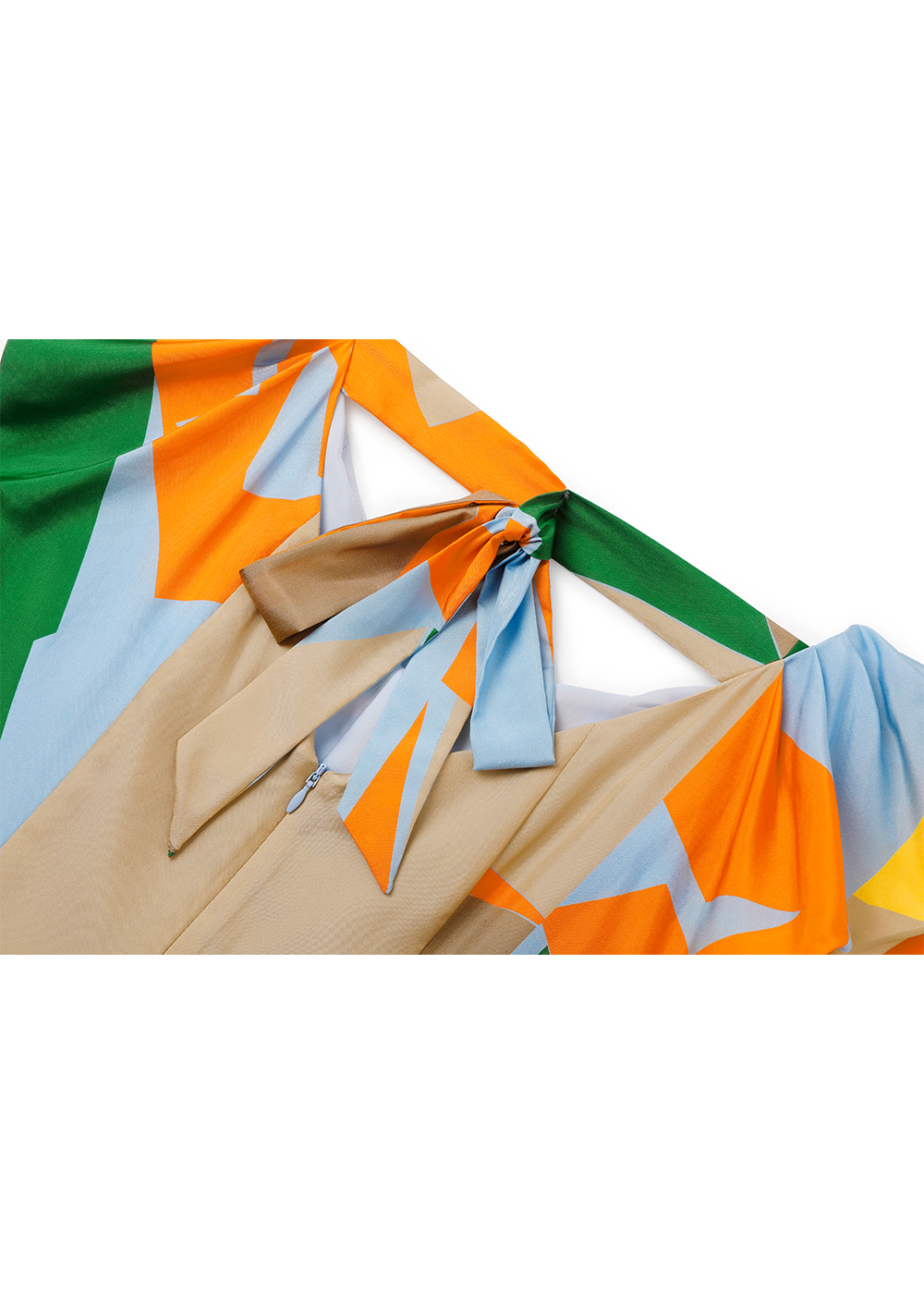 SALAZIA Blue-Yellow Collage Silk Dresses