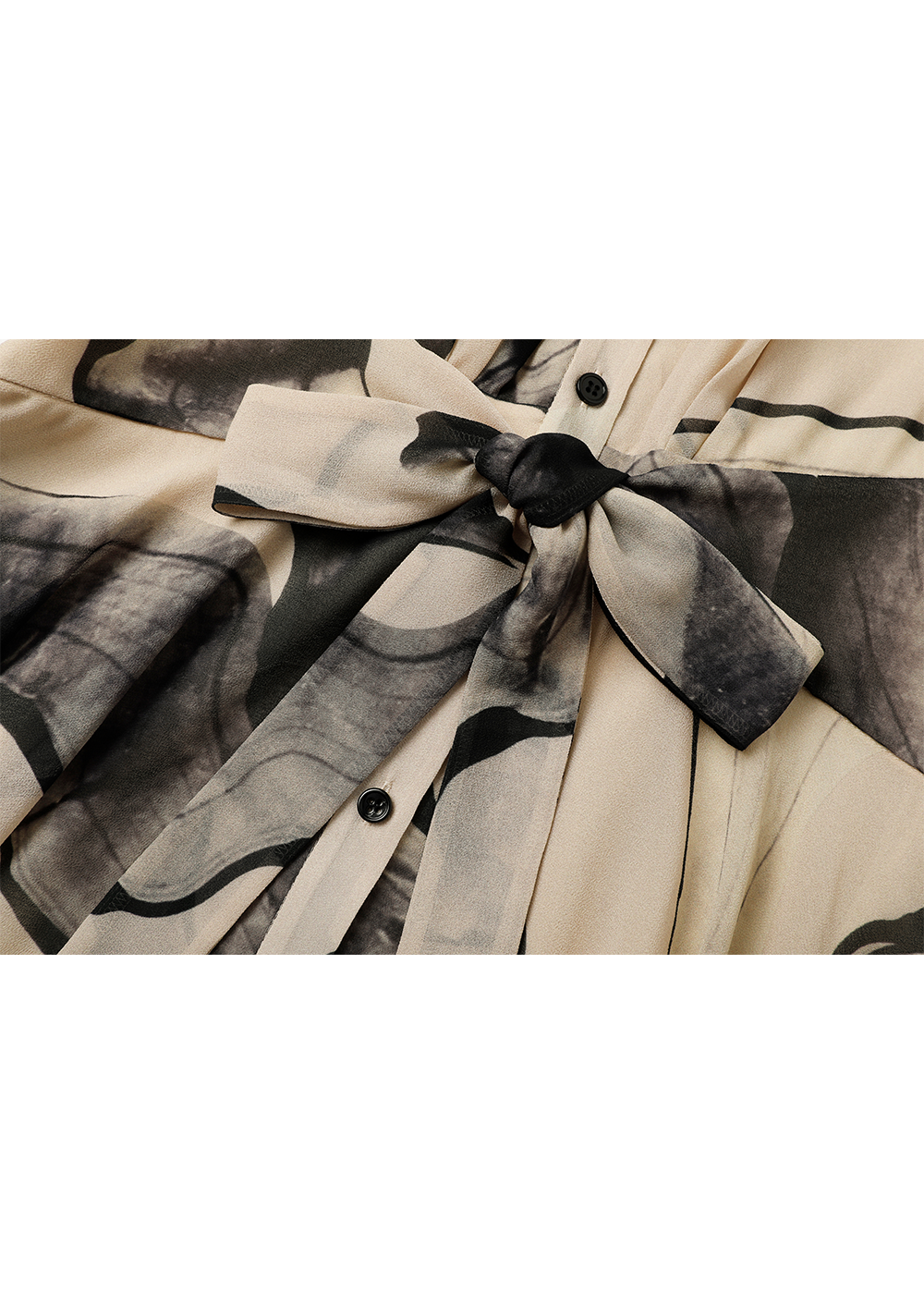 SALAZIA Grey-Beige Ink Wash Long-Sleeve Dresses