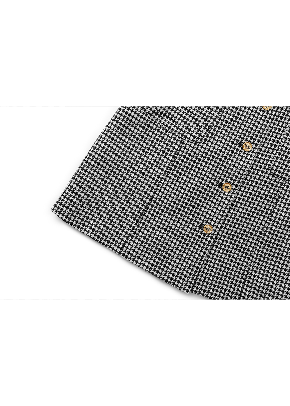 SALAZIA Black-White Houndstooth Wool Blend Dresses