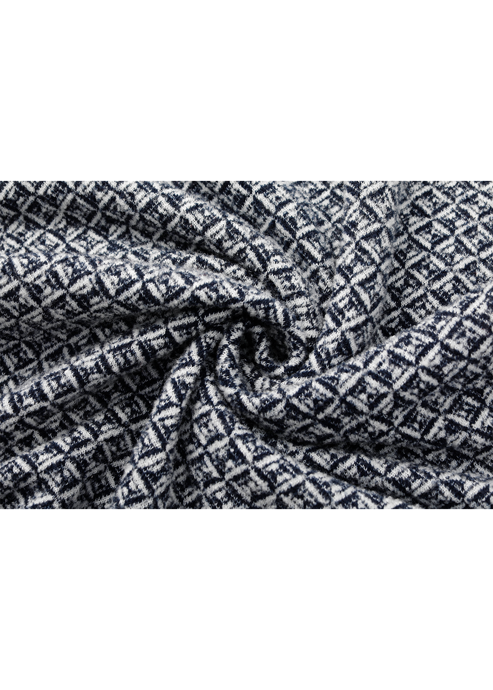 SALAZIA Blue-White Colorblock Wool Blend Knit Long-Sleeve Dresses