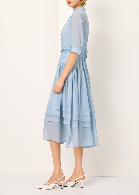 SALAZIA Misty Blue Silk Dresses