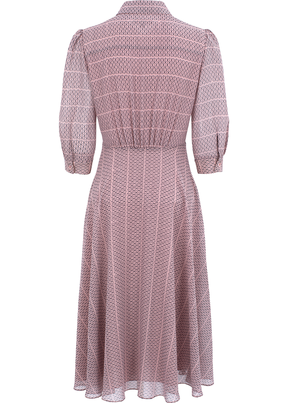 SALAZIA Pink Gingham Lace Long-Sleeve Dresses