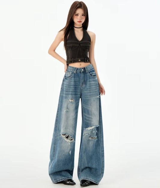 Trendy Distressed Relaxed-Fit Jeans