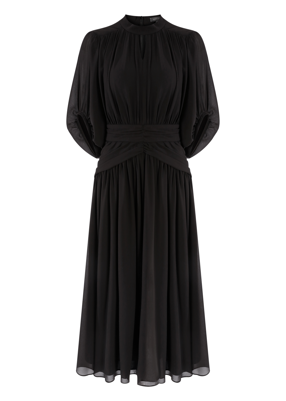 SALAZIA Elegant Draped Black Dresses