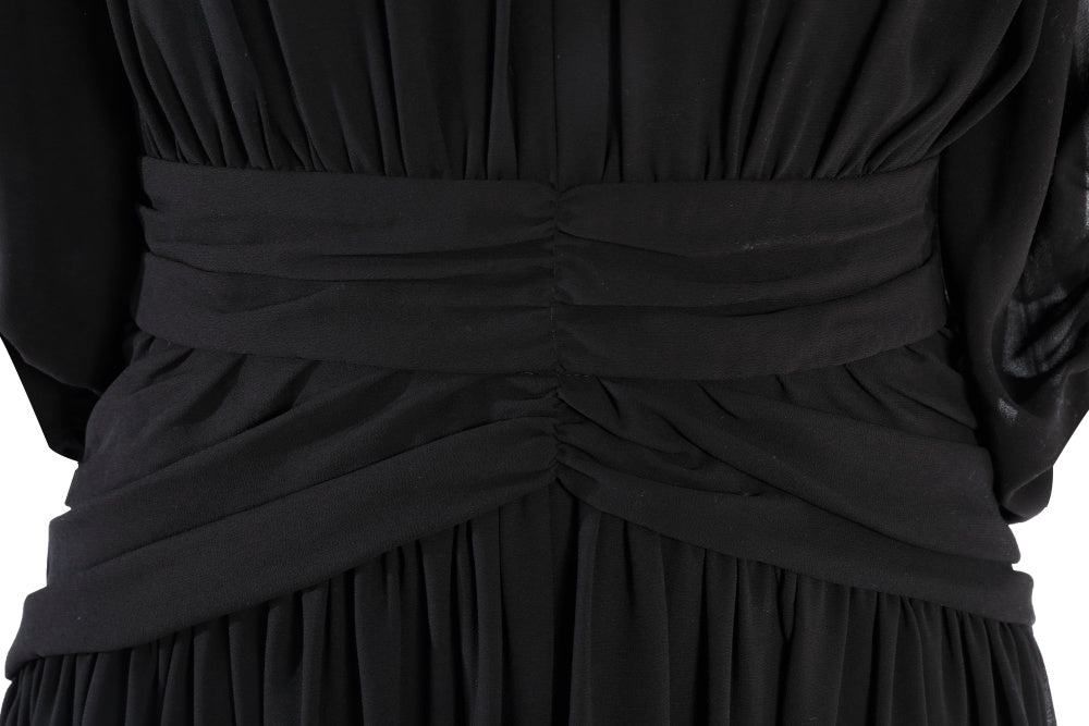 SALAZIA Elegant Draped Black Dresses