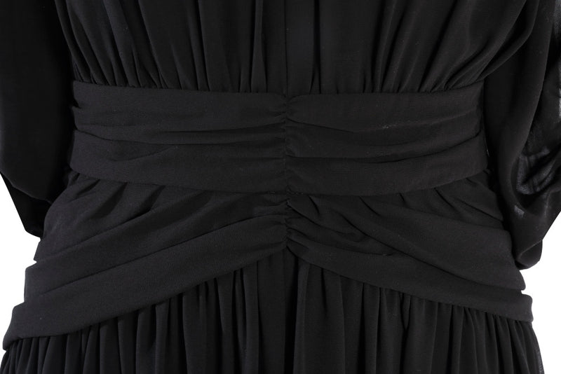 SALAZIA Elegant Draped Black Dresses