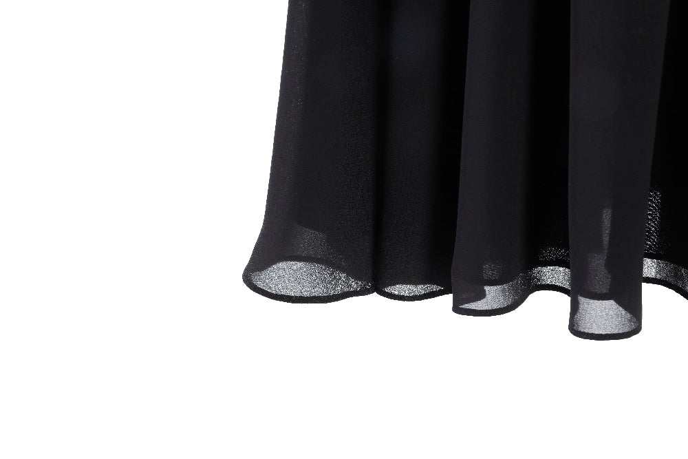 SALAZIA Elegant Draped Black Dresses