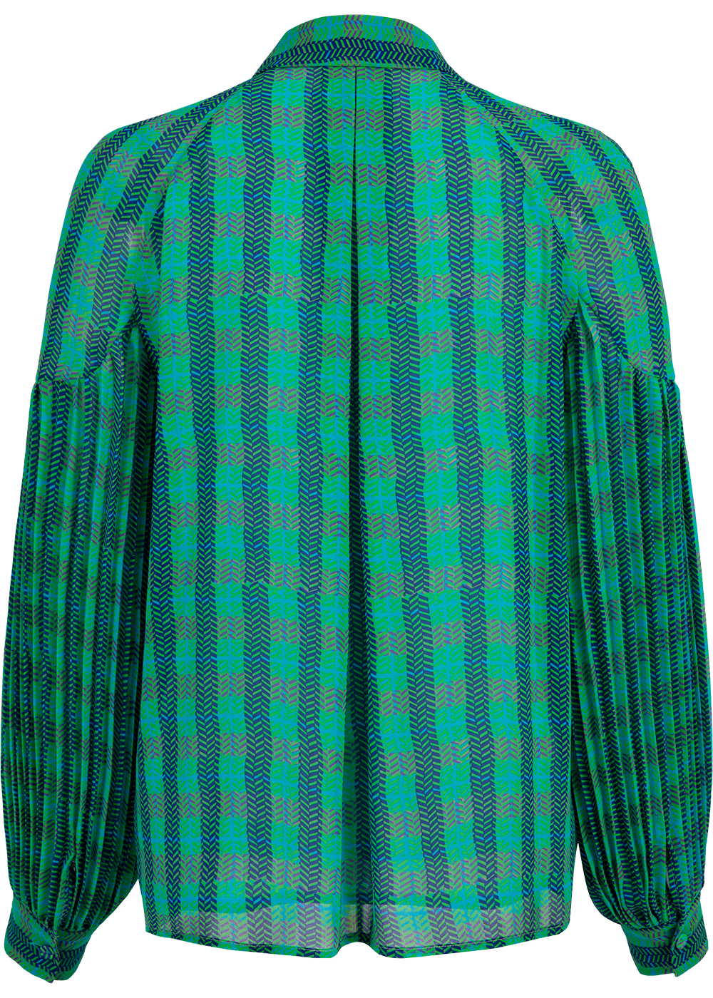 SALAZIA Blue-Green Plaid Cropped Blouses
