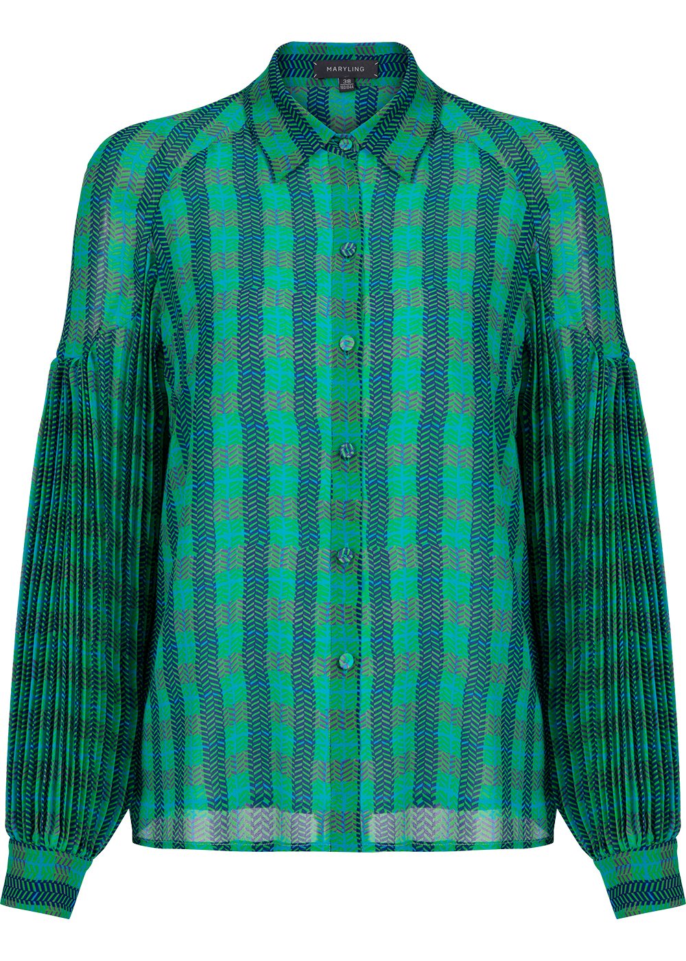 SALAZIA Blue-Green Plaid Cropped Blouses