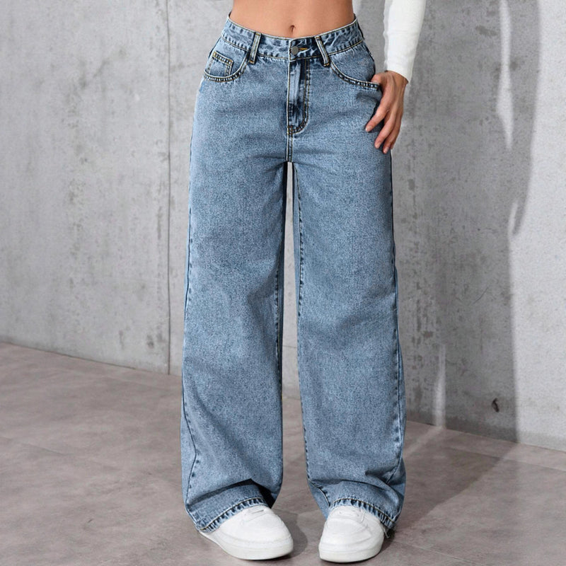 Wide-Leg Slim-Fit High-Rise Jeans