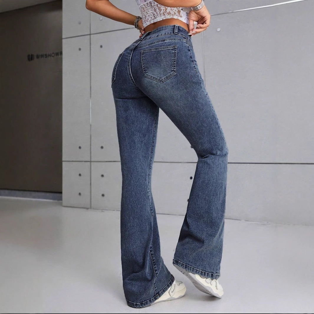 Slim-Fit Double-Breasted Cross-Stretch Denim Jeans
