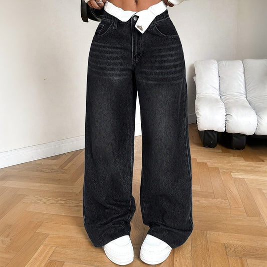 Women's Loose-Fit Wide-Leg Denim Pants