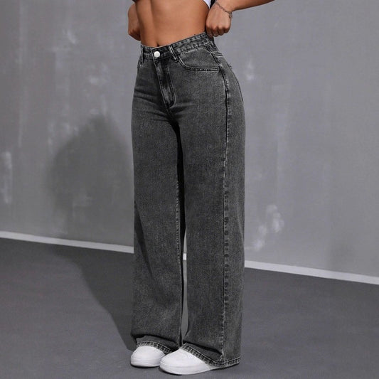 Wide-Leg Slim-Fit High-Rise Jeans