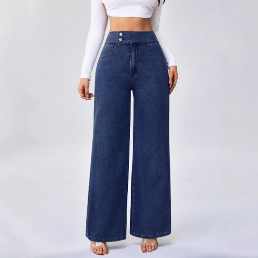 Versatile Straight-Leg Loose-Fit High-Waisted Jeans