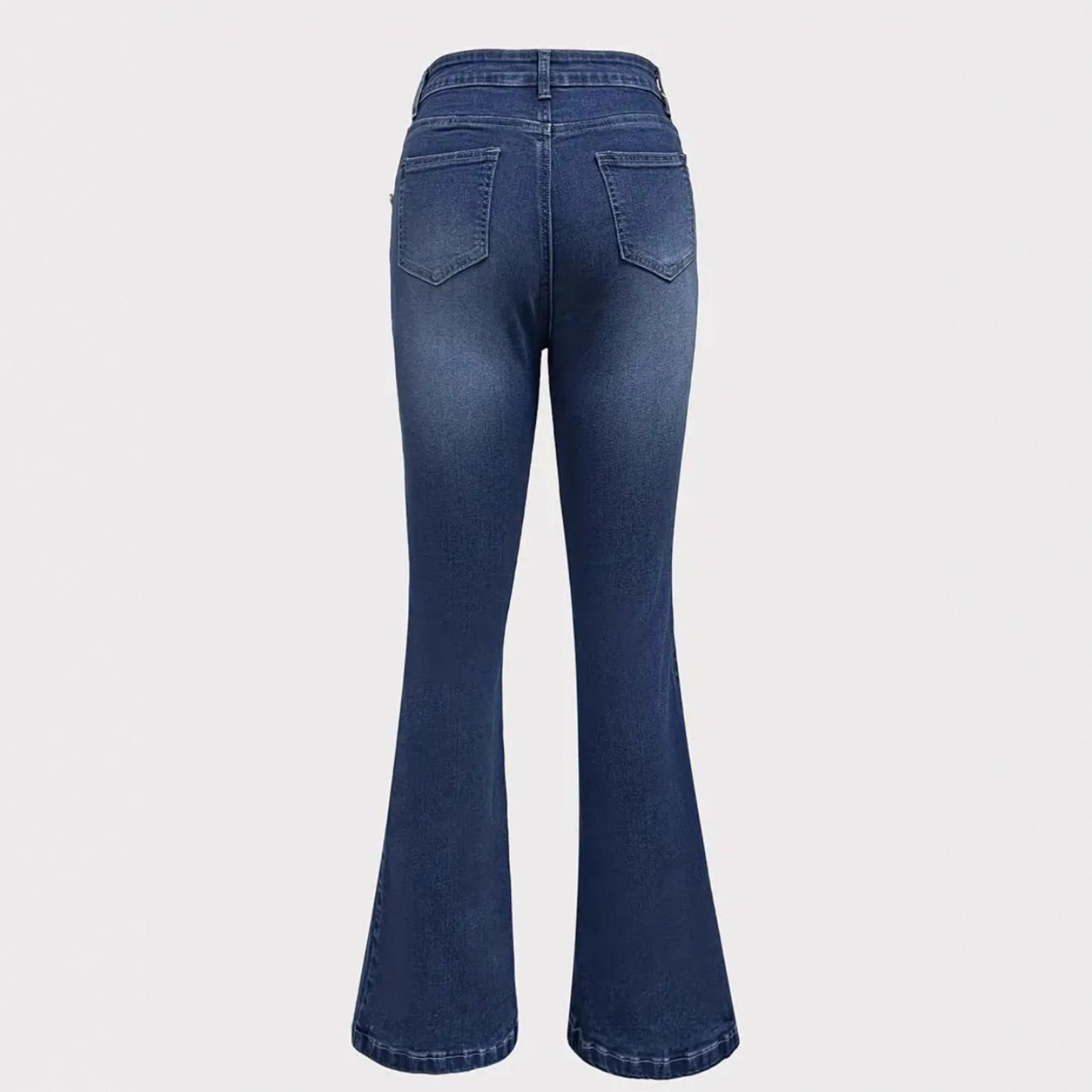 Flared Elegant Slim-Fit Button-Decorated Jeans