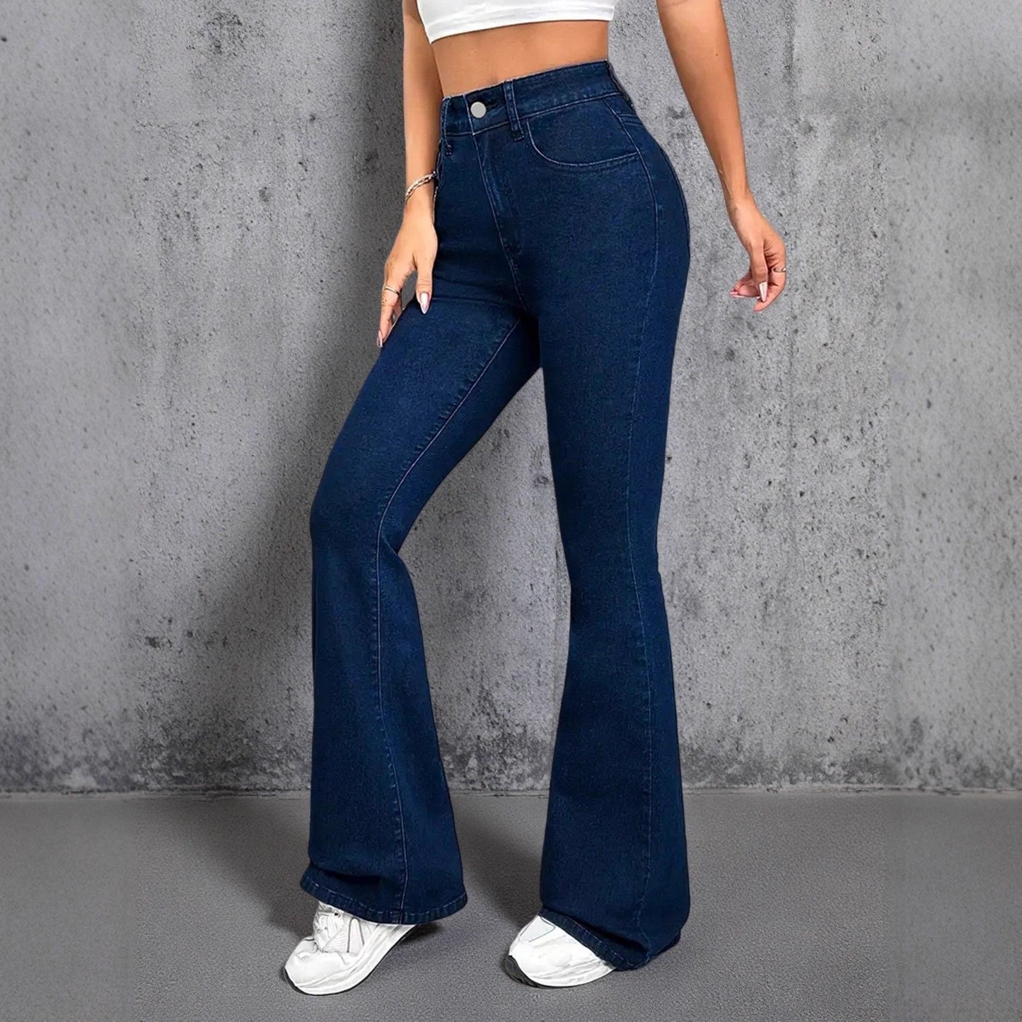Stretch Dark Blue Versatile Slim-Fit Jeans