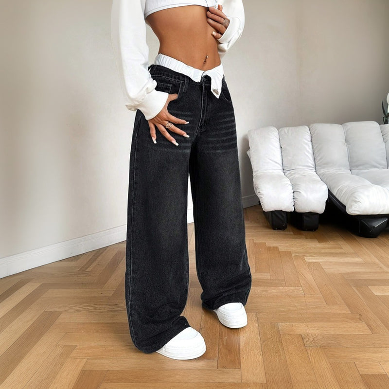 Women's Loose-Fit Wide-Leg Denim Pants