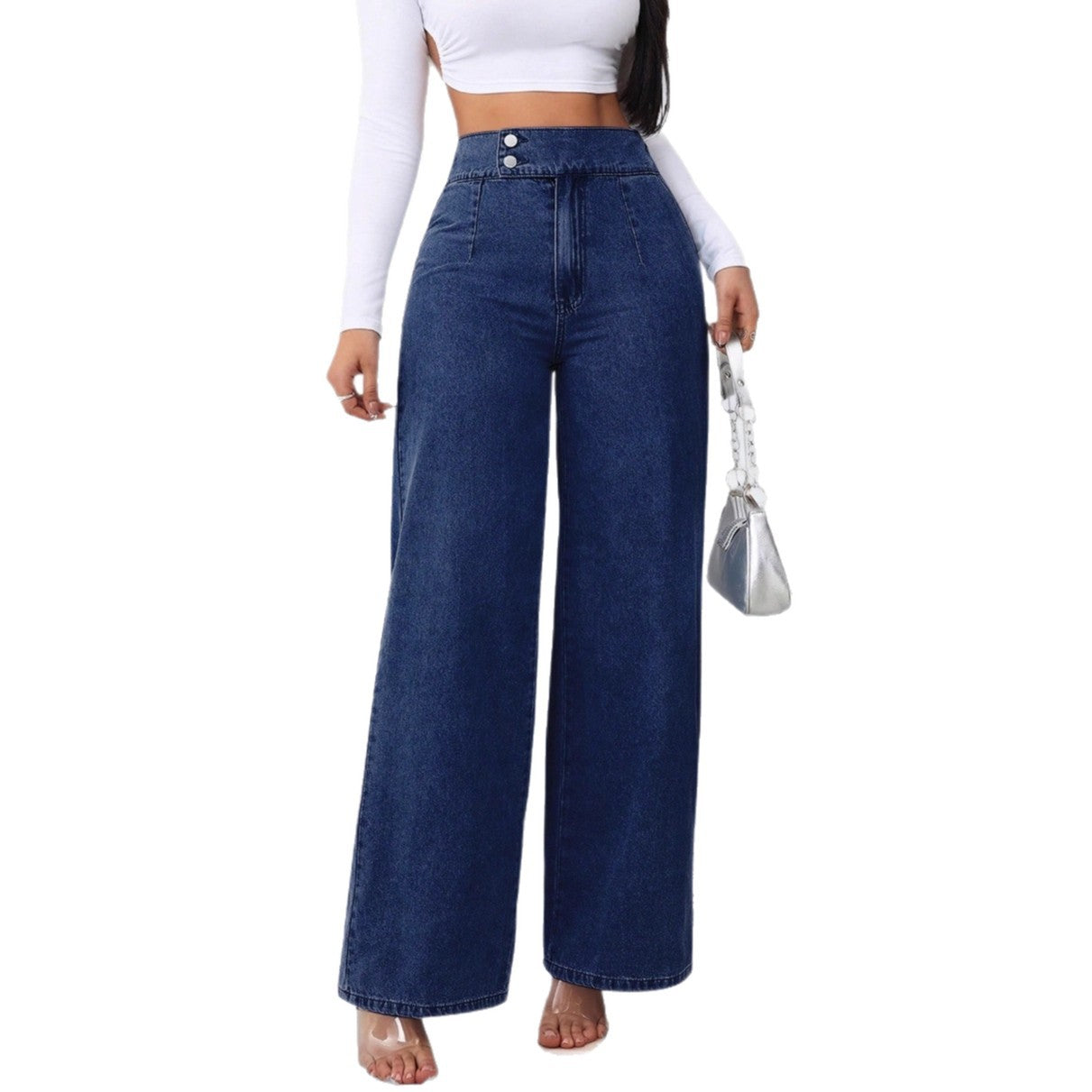Versatile Straight-Leg Loose-Fit High-Waisted Jeans