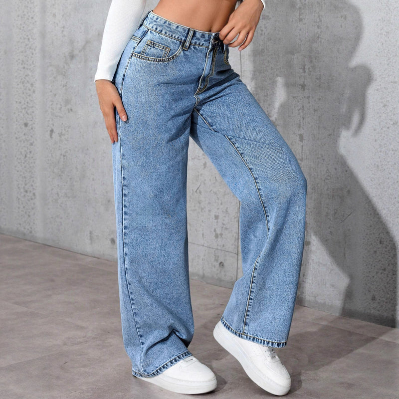 Wide-Leg Slim-Fit High-Rise Jeans