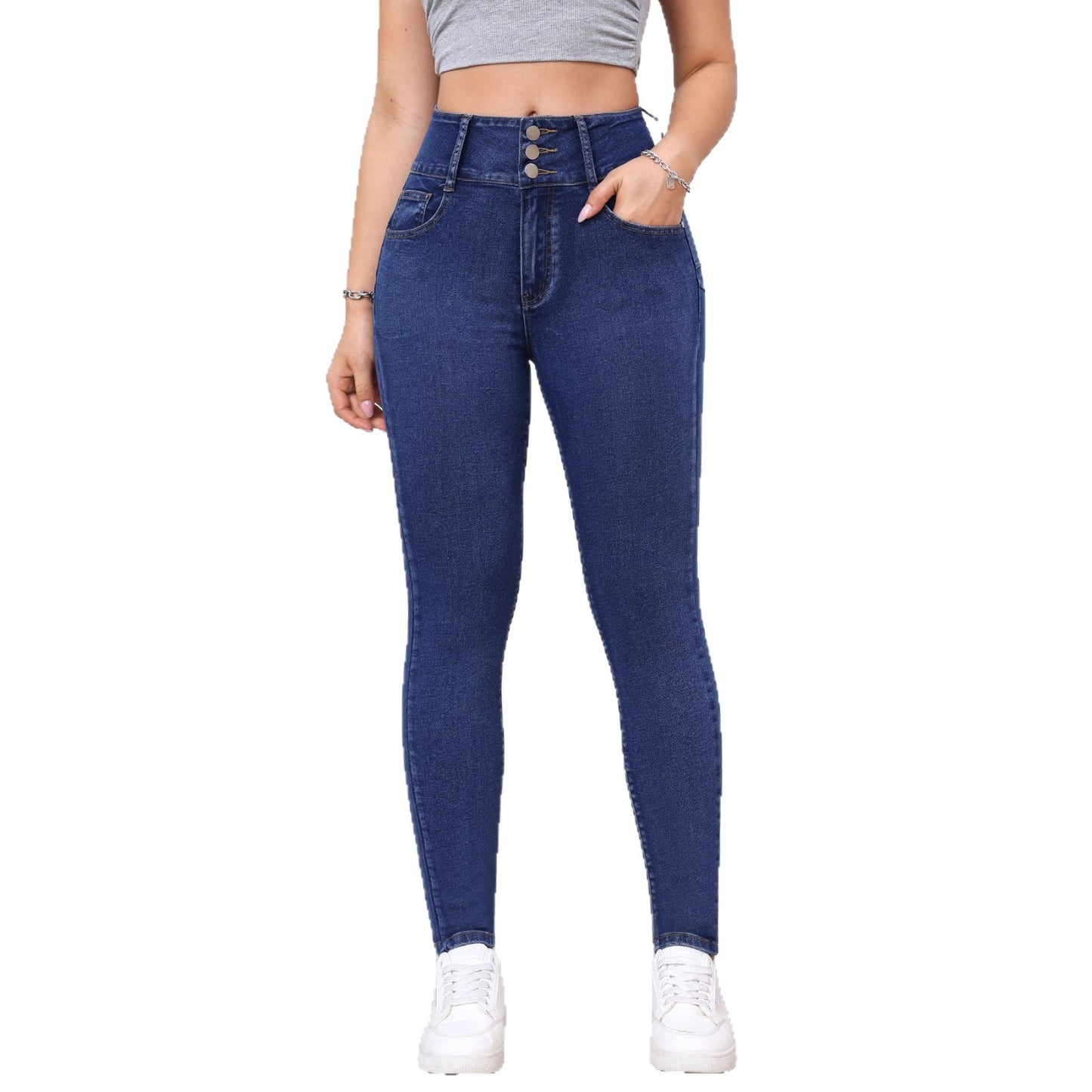 High-Waisted Skinny Jeans with High Stretch
