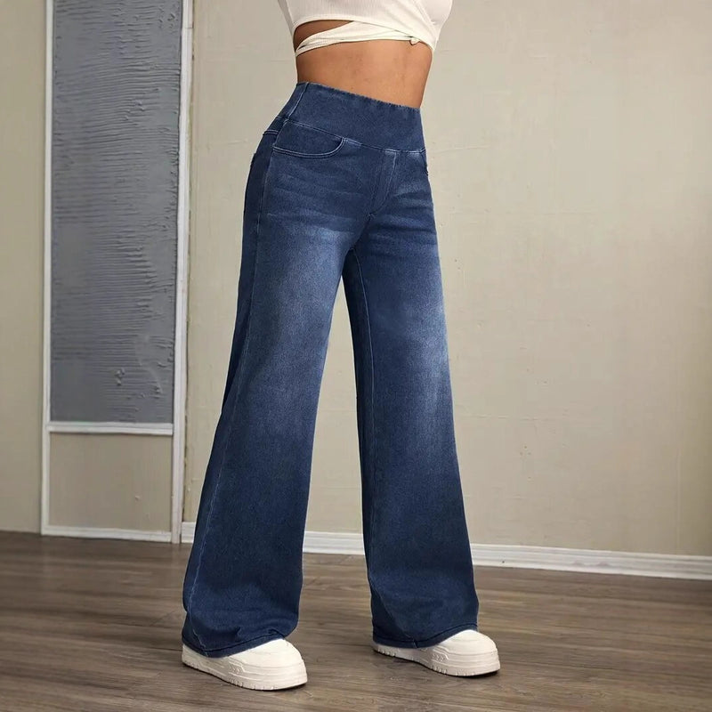 Elastic Waistband Slim-Fit Casual Jeans
