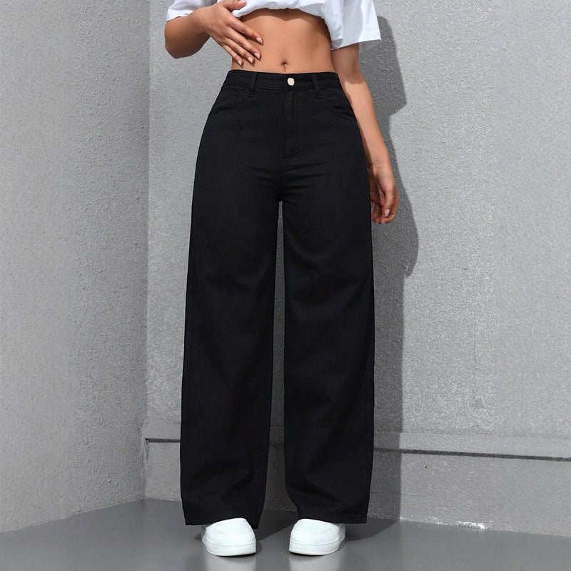 Straight-leg slim-fit wide-leg relaxed jeans
