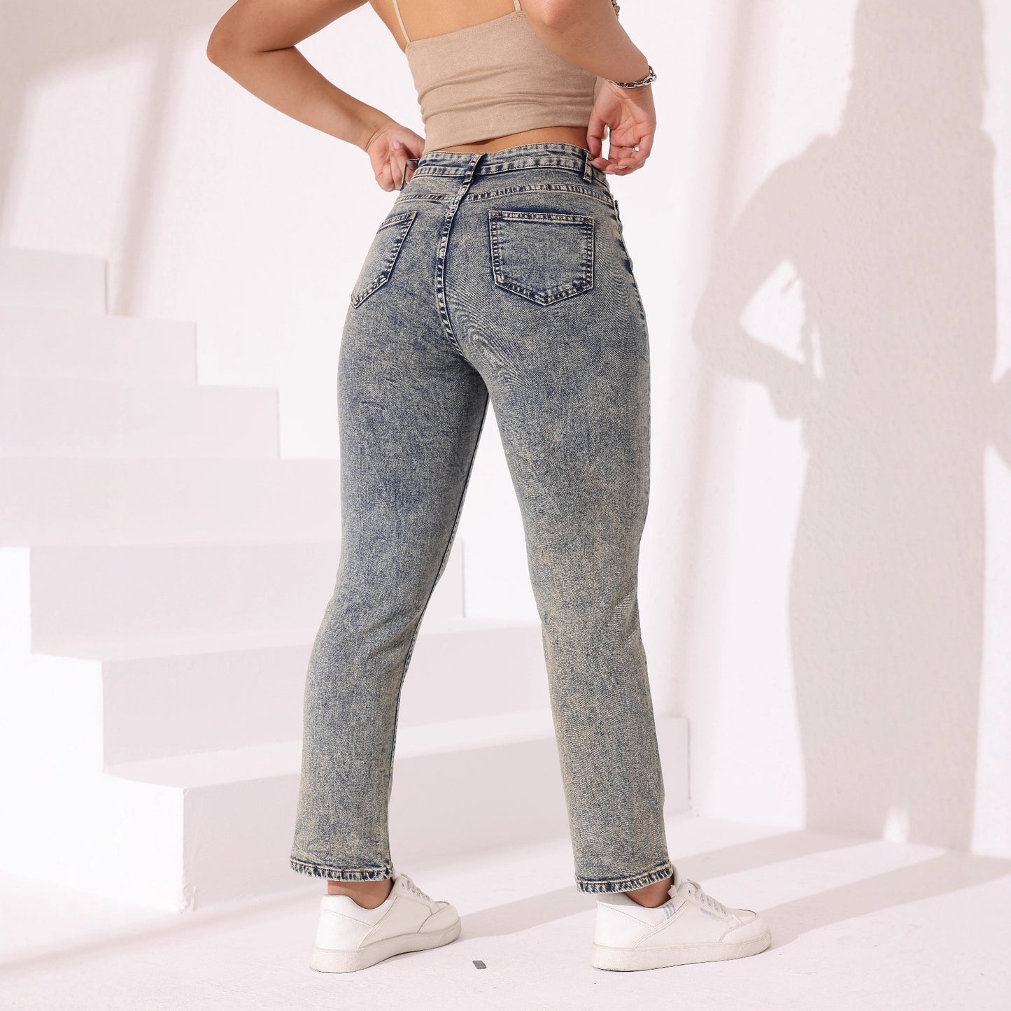 Slim-Fit Stretch Straight-Leg Denim Jeans