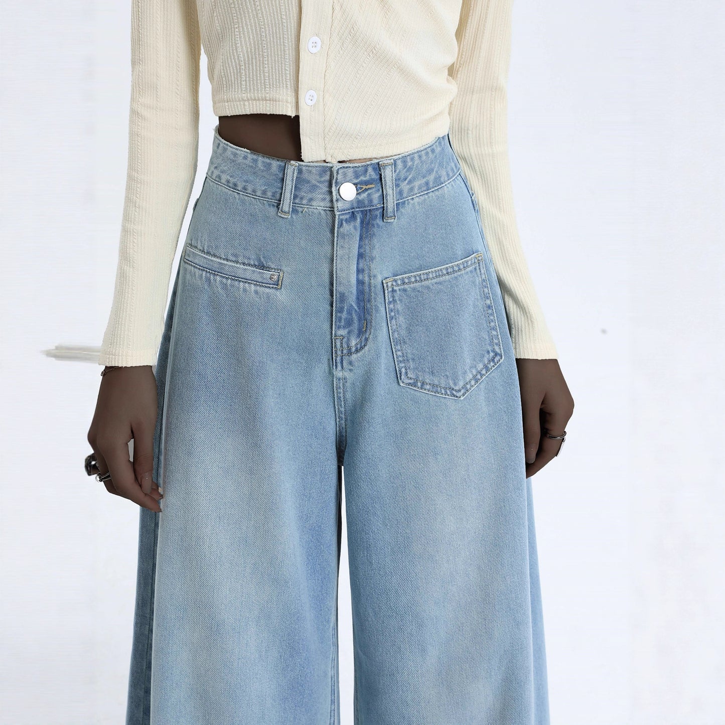 Slimming Loose-Fit Fashion Wide-Leg Jeans