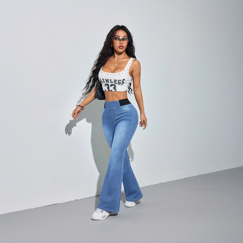 Elastic Waist Stretch Jeans Fashionable Skinny Fit