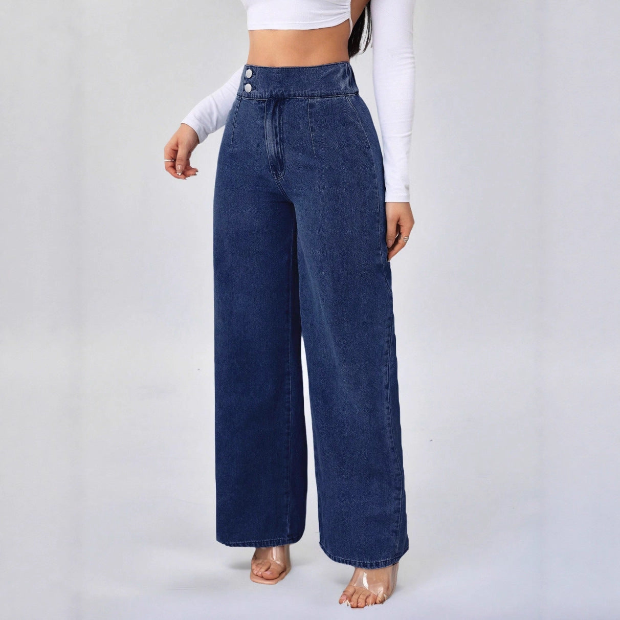 Versatile Straight-Leg Loose-Fit High-Waisted Jeans