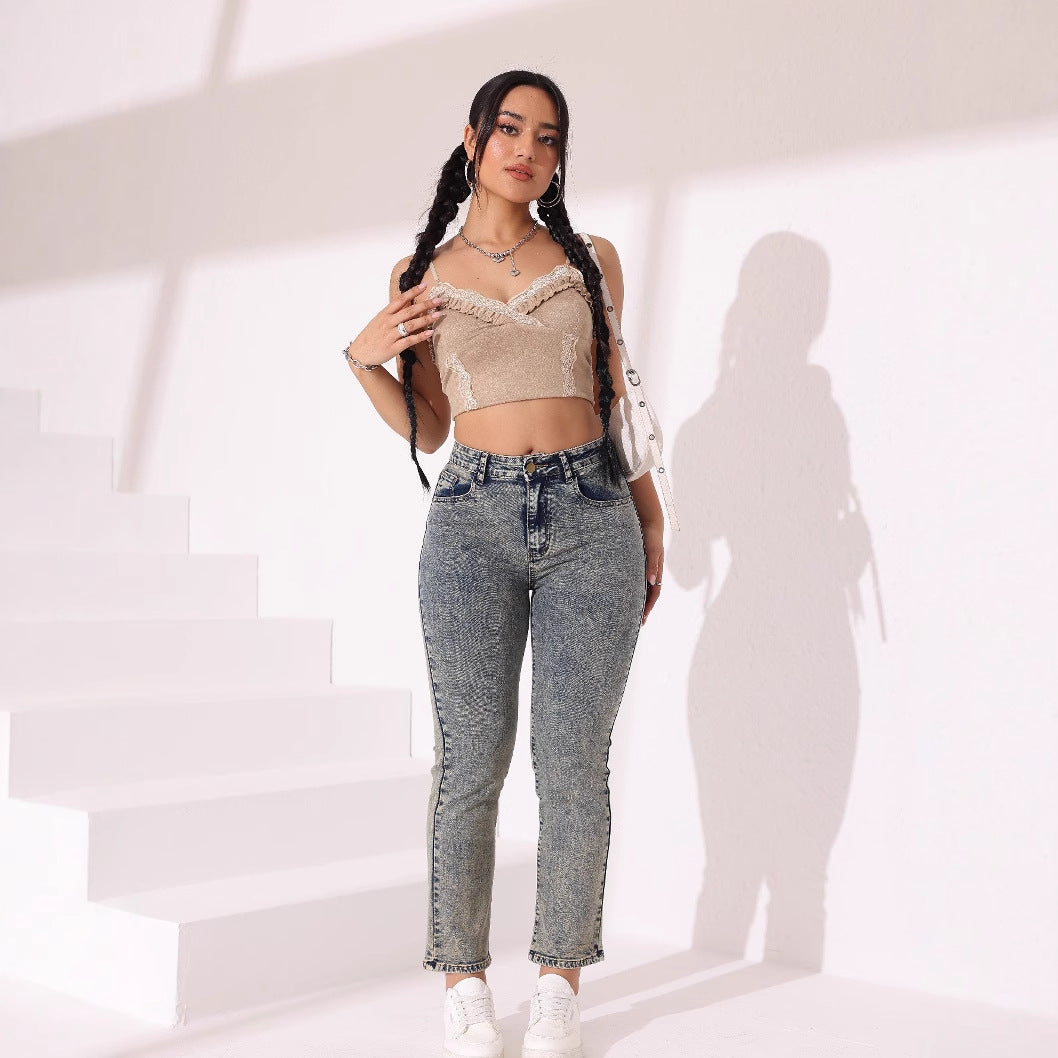 Slim-Fit Stretch Straight-Leg Denim Jeans