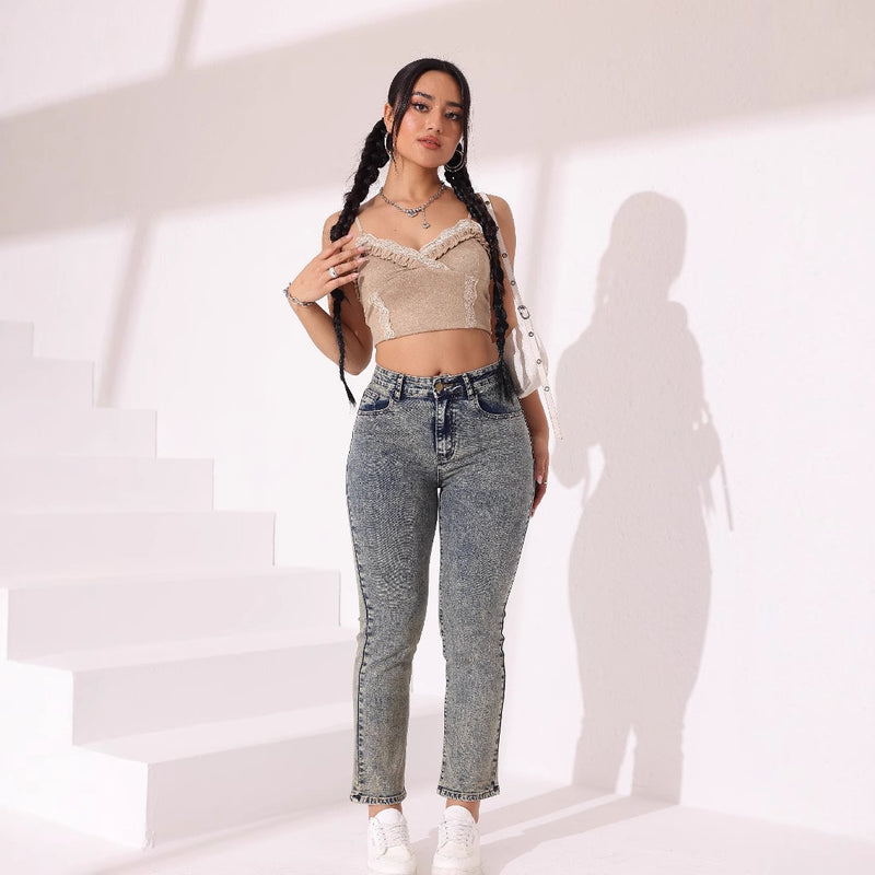 Slim-Fit Stretch Straight-Leg Denim Jeans