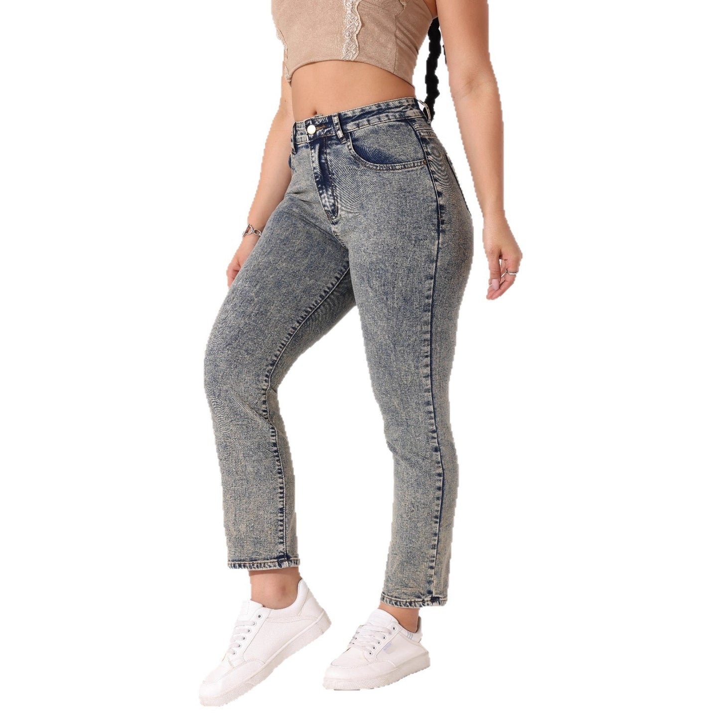 Slim-Fit Stretch Straight-Leg Denim Jeans
