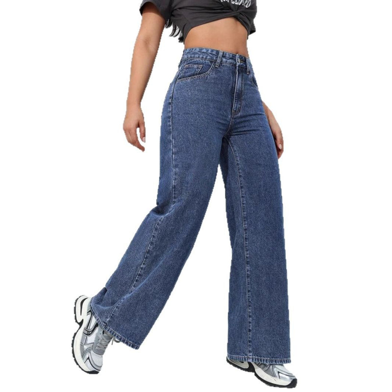 Straight-leg slim-fit wide-leg relaxed jeans