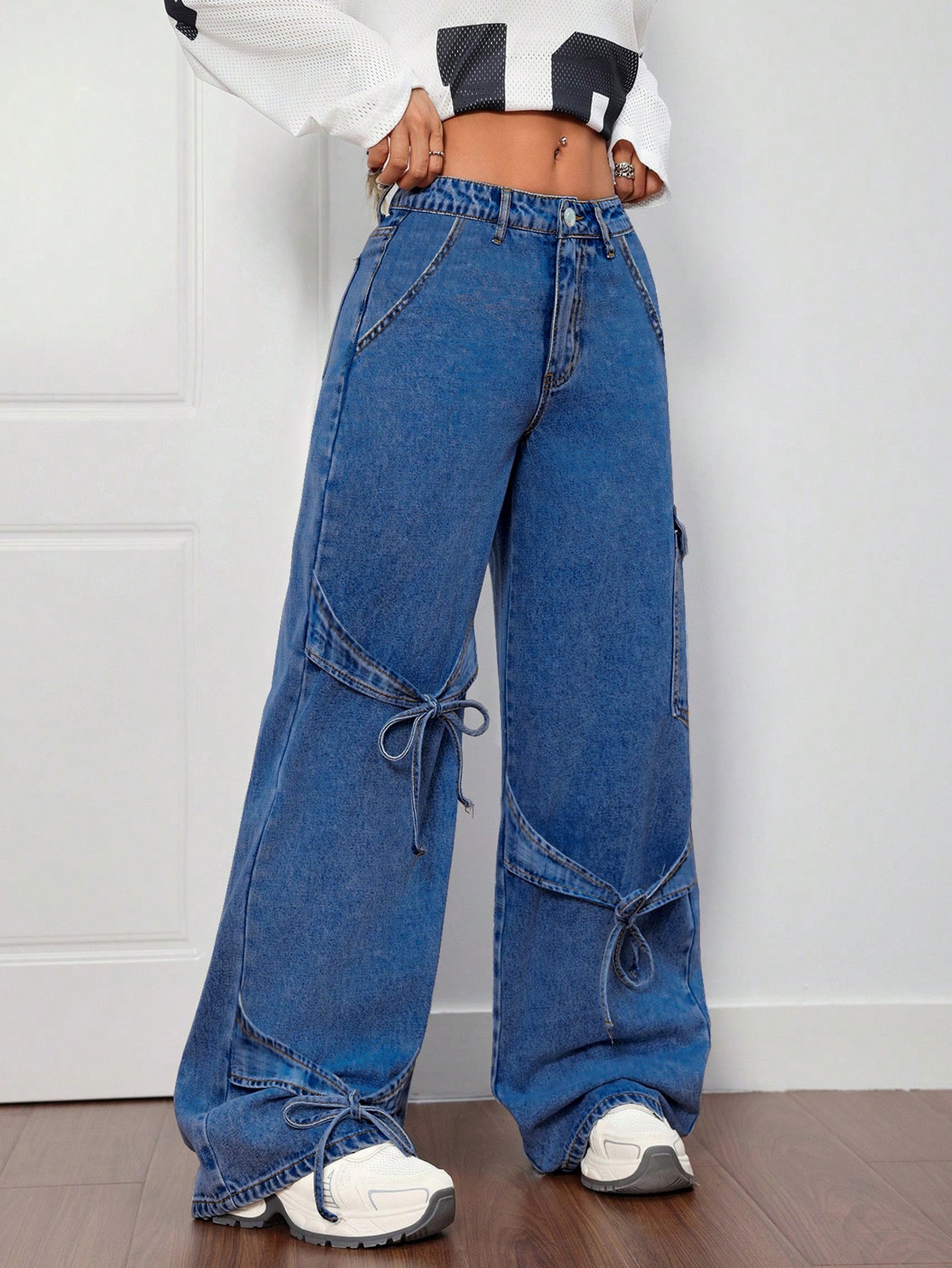 Workwear-Style Women's Casual Wide-Leg Jeans